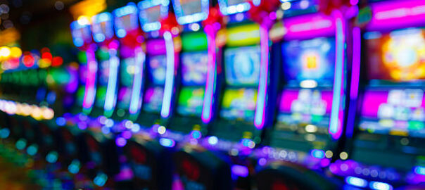 Slot machines in Casino. Defocused, great for background. Property relased.